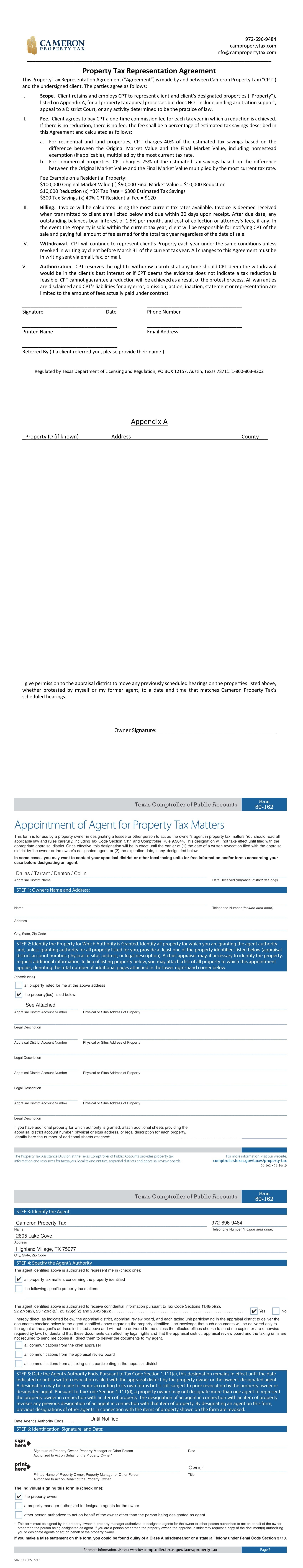 Sign up Cameron Property Tax